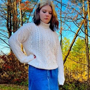 Cable Knit Cream Cowl Neck Sweater